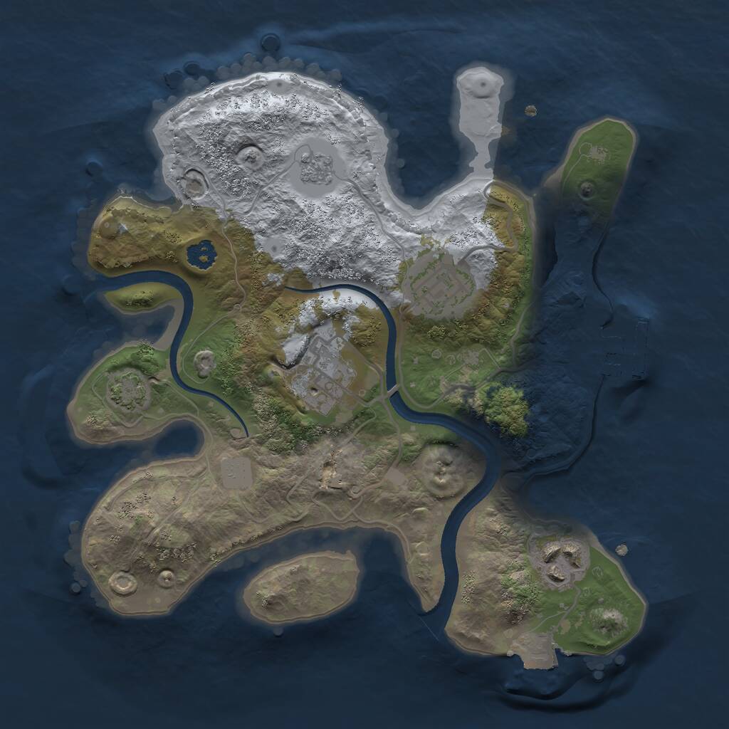 Rust Map: Procedural Map, Size: 2500, Seed: 1424561694, 7 Monuments