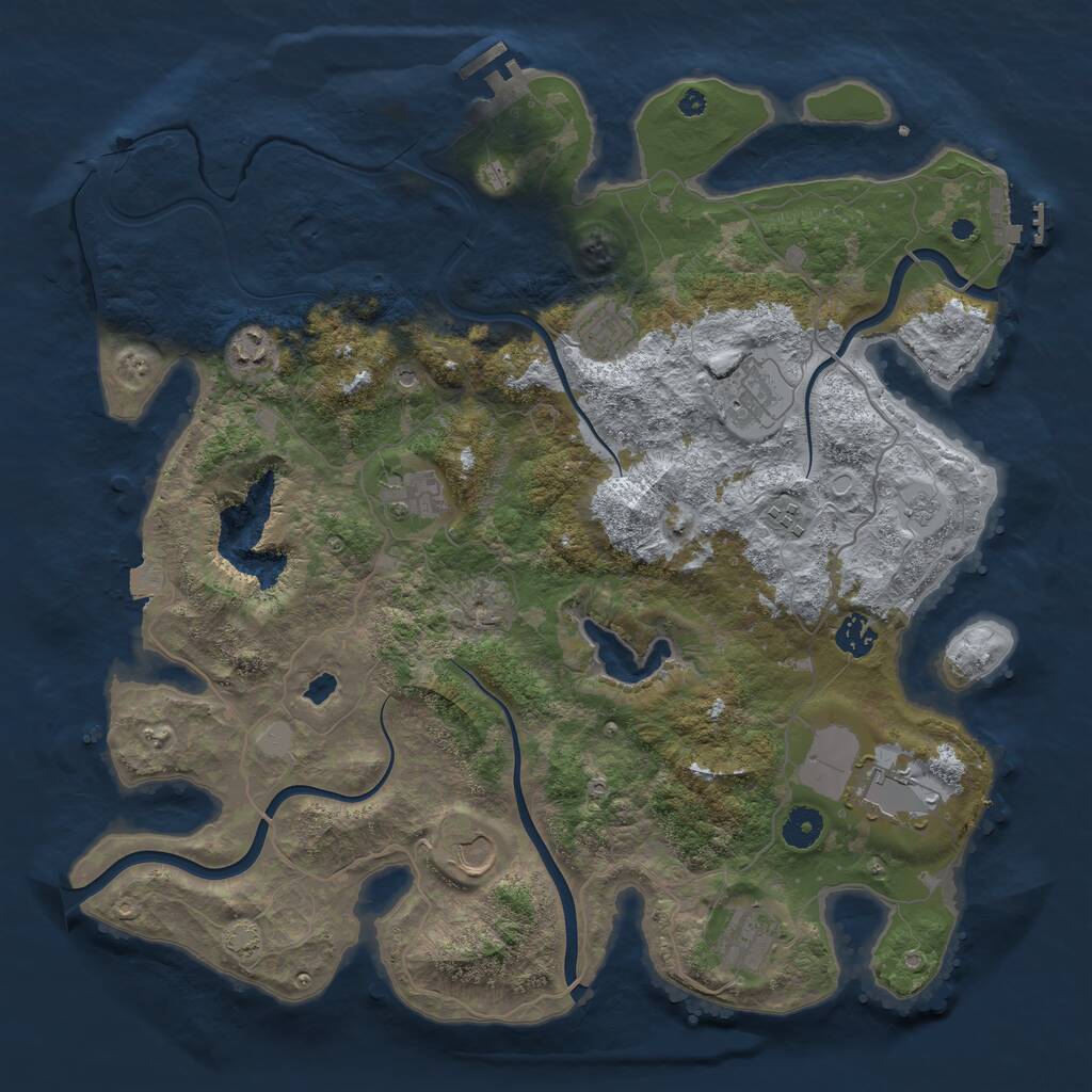 Rust Map: Procedural Map, Size: 4050, Seed: 943993779, 15 Monuments