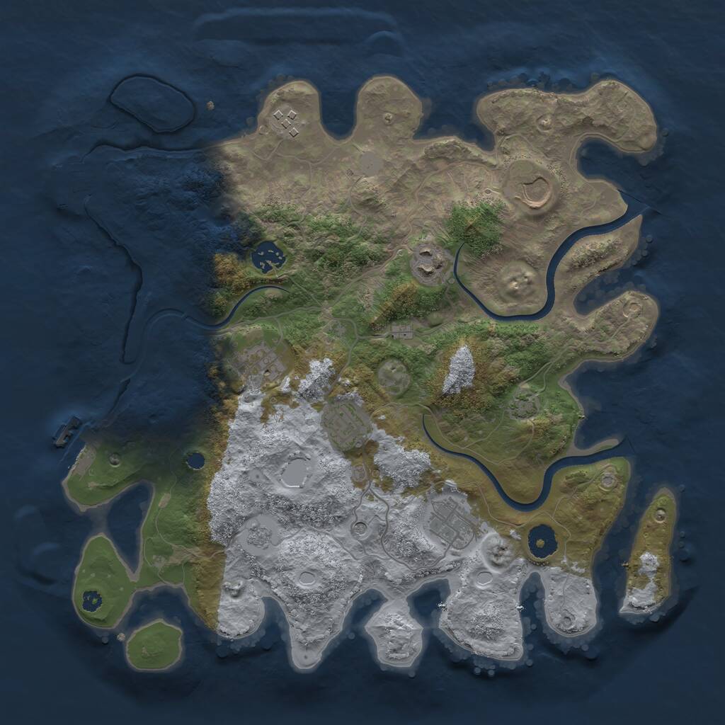 Rust Map: Procedural Map, Size: 3500, Seed: 1566556128, 13 Monuments