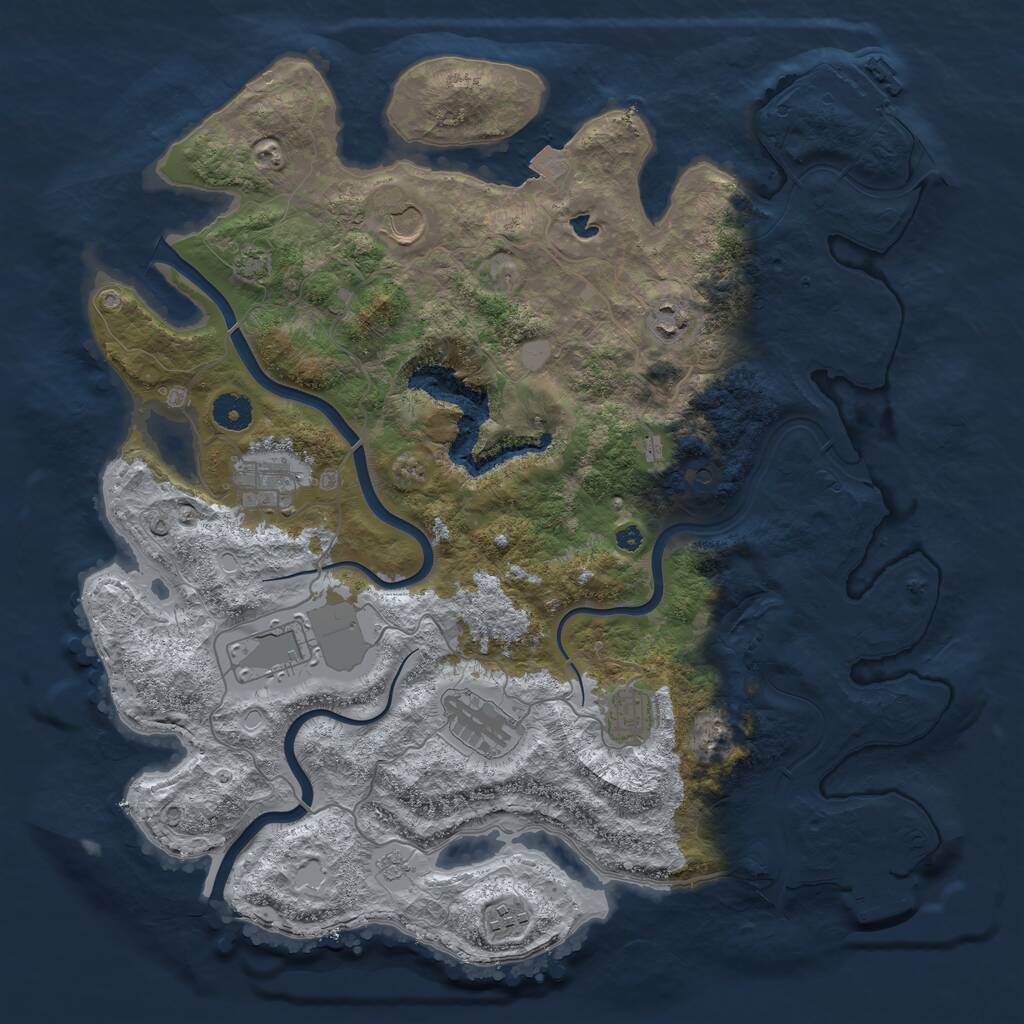 Rust Map: Procedural Map, Size: 4000, Seed: 990344, 13 Monuments