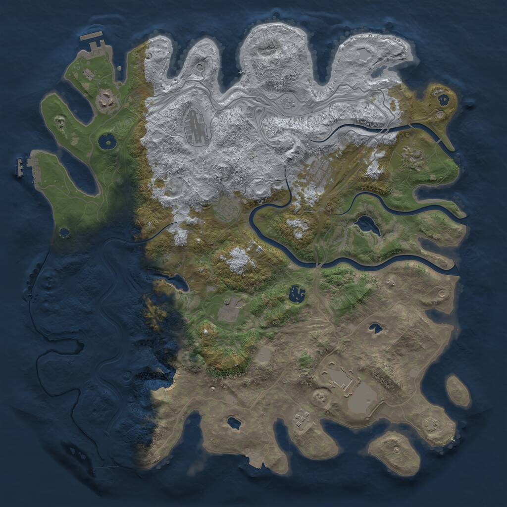 Rust Map: Procedural Map, Size: 4500, Seed: 959635571, 15 Monuments
