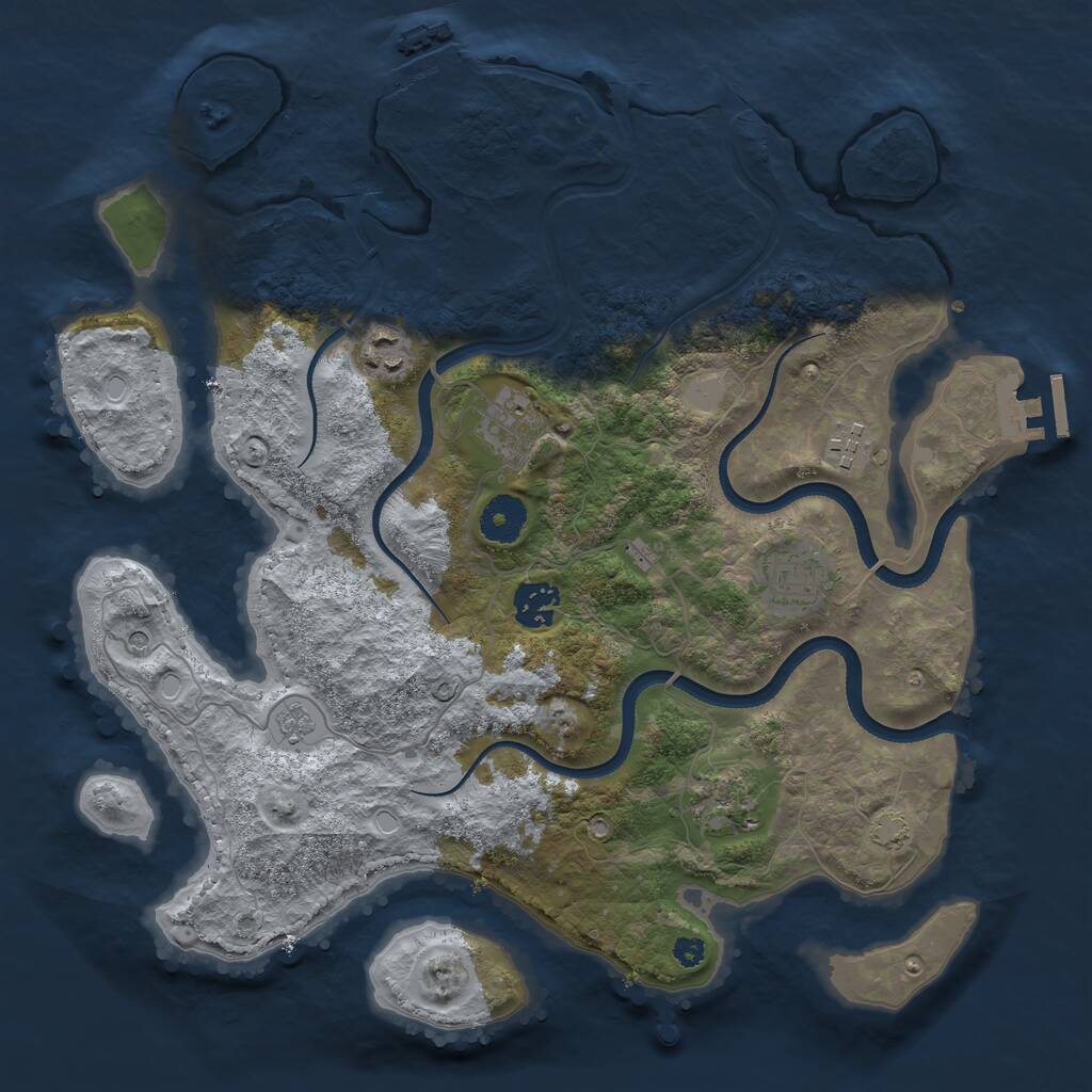 Rust Map: Procedural Map, Size: 3500, Seed: 220499707, 12 Monuments