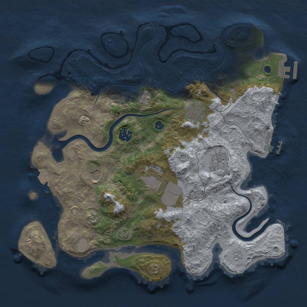 Rust Map: Procedural Map, Size: 3500, Seed: 1750575595, 12 Monuments