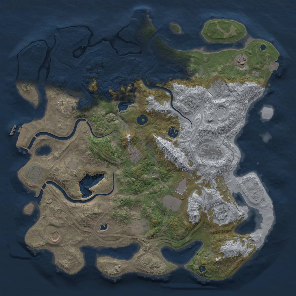 Rust Map: Procedural Map, Size: 4250, Seed: 2139052745, 17 Monuments