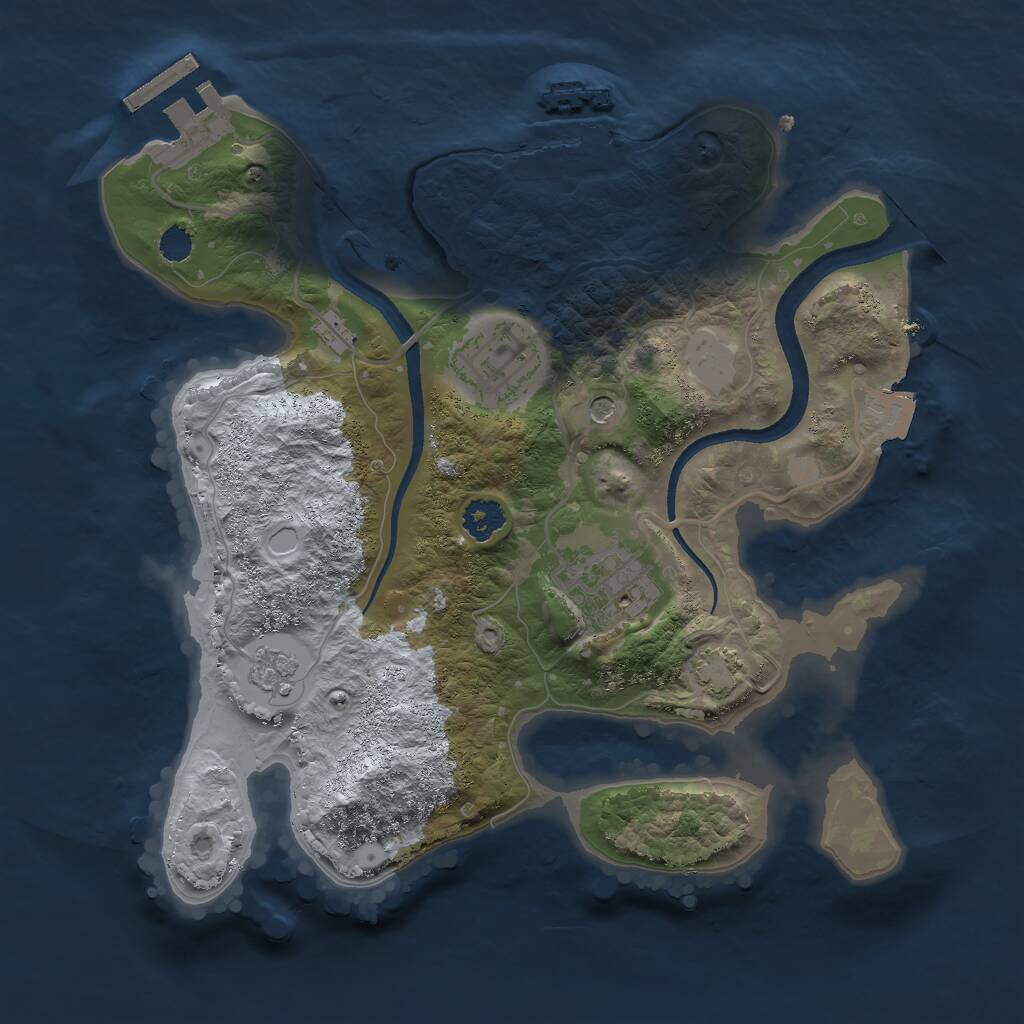 Rust Map: Procedural Map, Size: 2500, Seed: 37559948, 8 Monuments