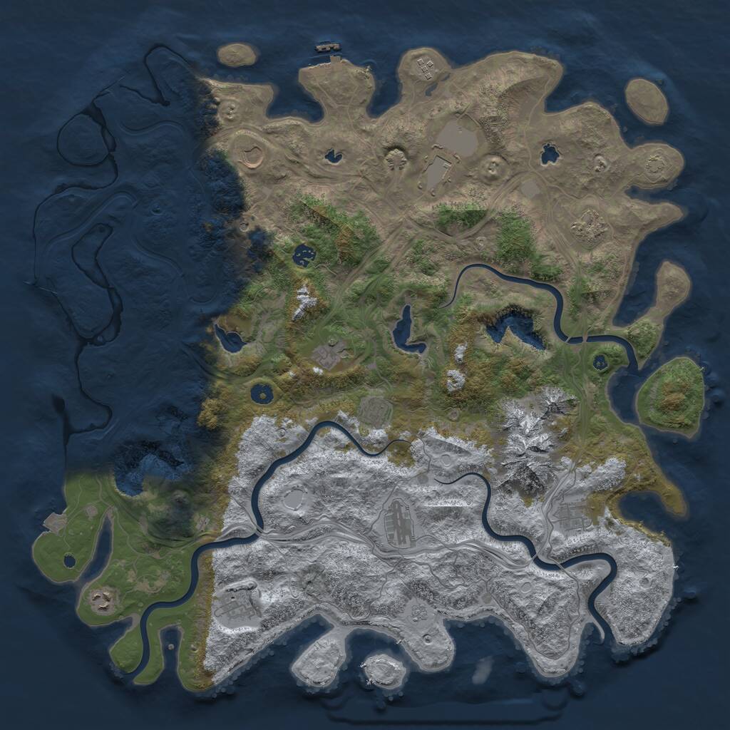 Rust Map: Procedural Map, Size: 5000, Seed: 349024730, 16 Monuments