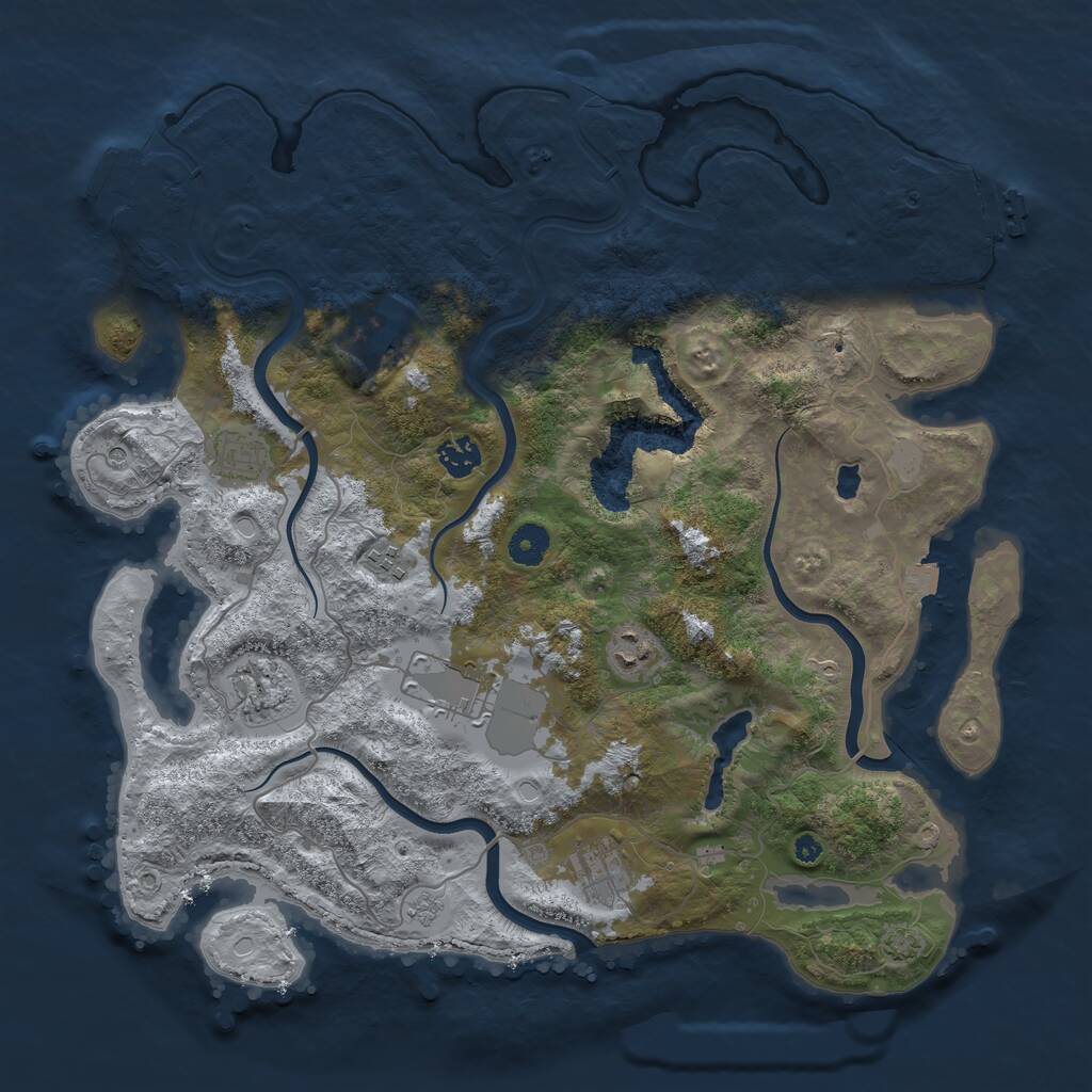 Rust Map: Procedural Map, Size: 4000, Seed: 990345, 14 Monuments