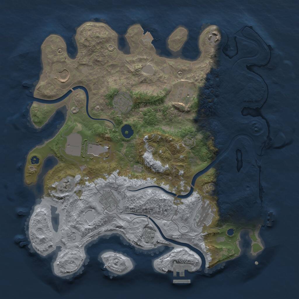 Rust Map: Procedural Map, Size: 3500, Seed: 45650, 14 Monuments