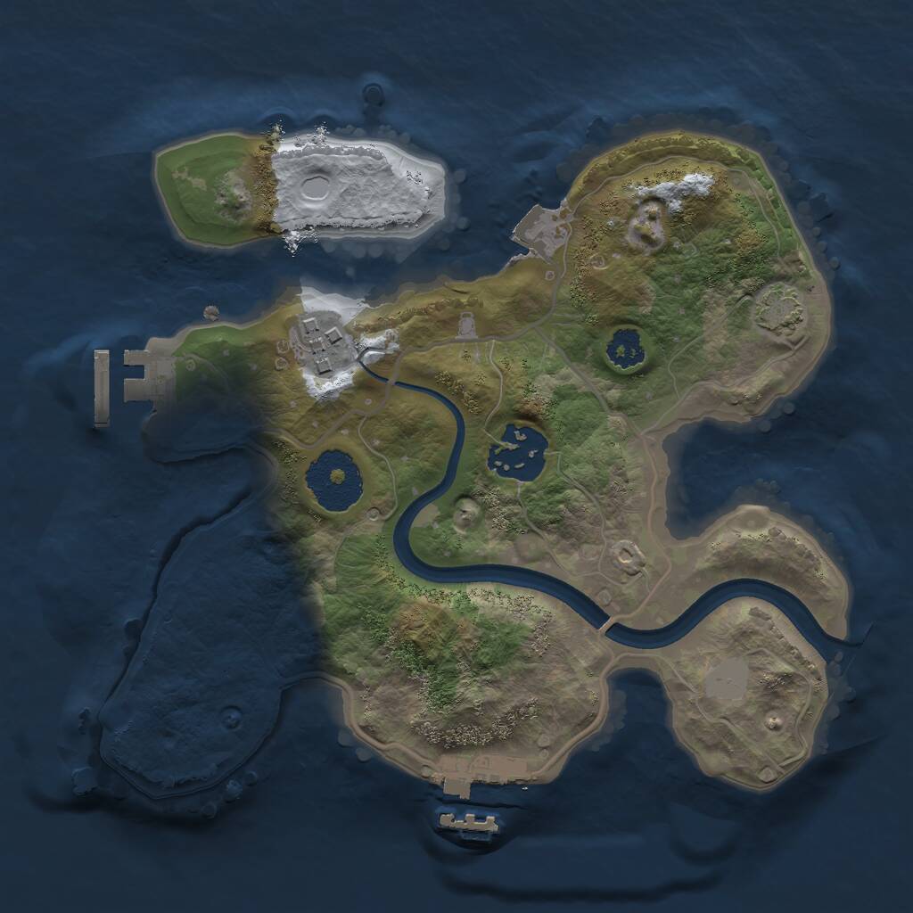 Rust Map: Procedural Map, Size: 2400, Seed: 2343, 6 Monuments