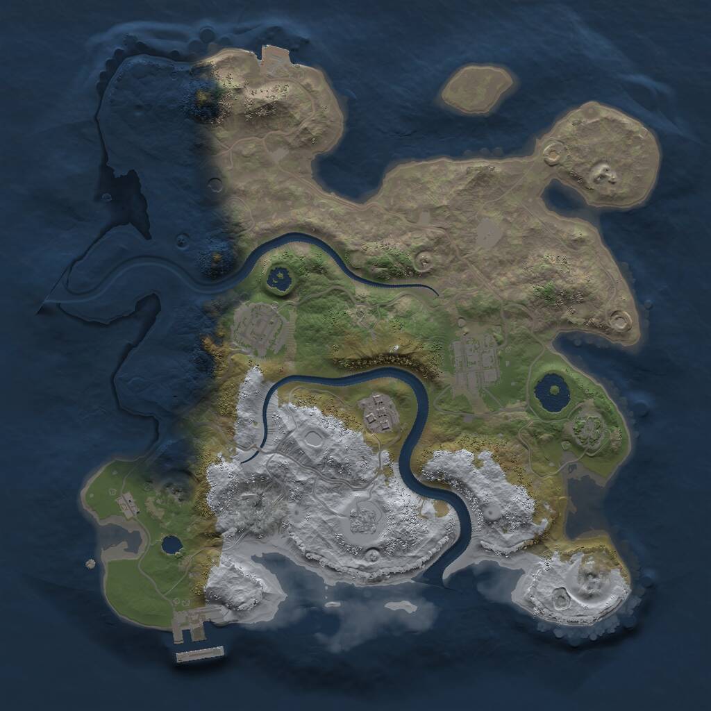 Rust Map: Procedural Map, Size: 3000, Seed: 22164, 8 Monuments
