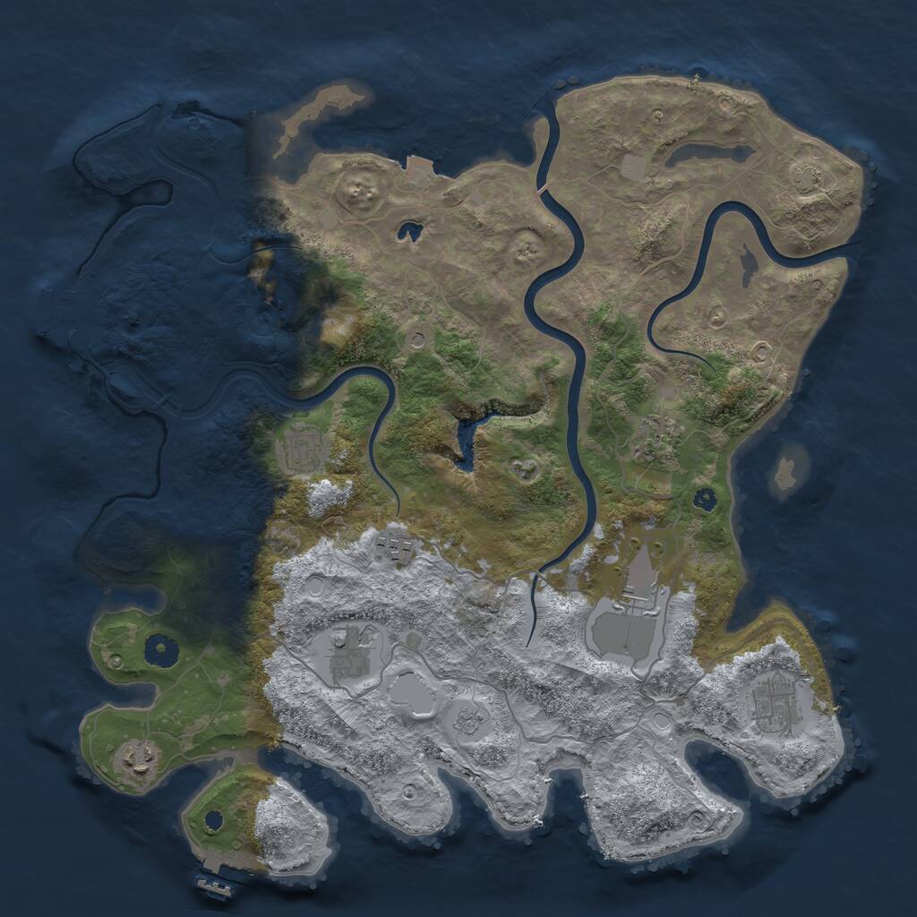 Rust Map: Procedural Map, Size: 4000, Seed: 954674284, 13 Monuments