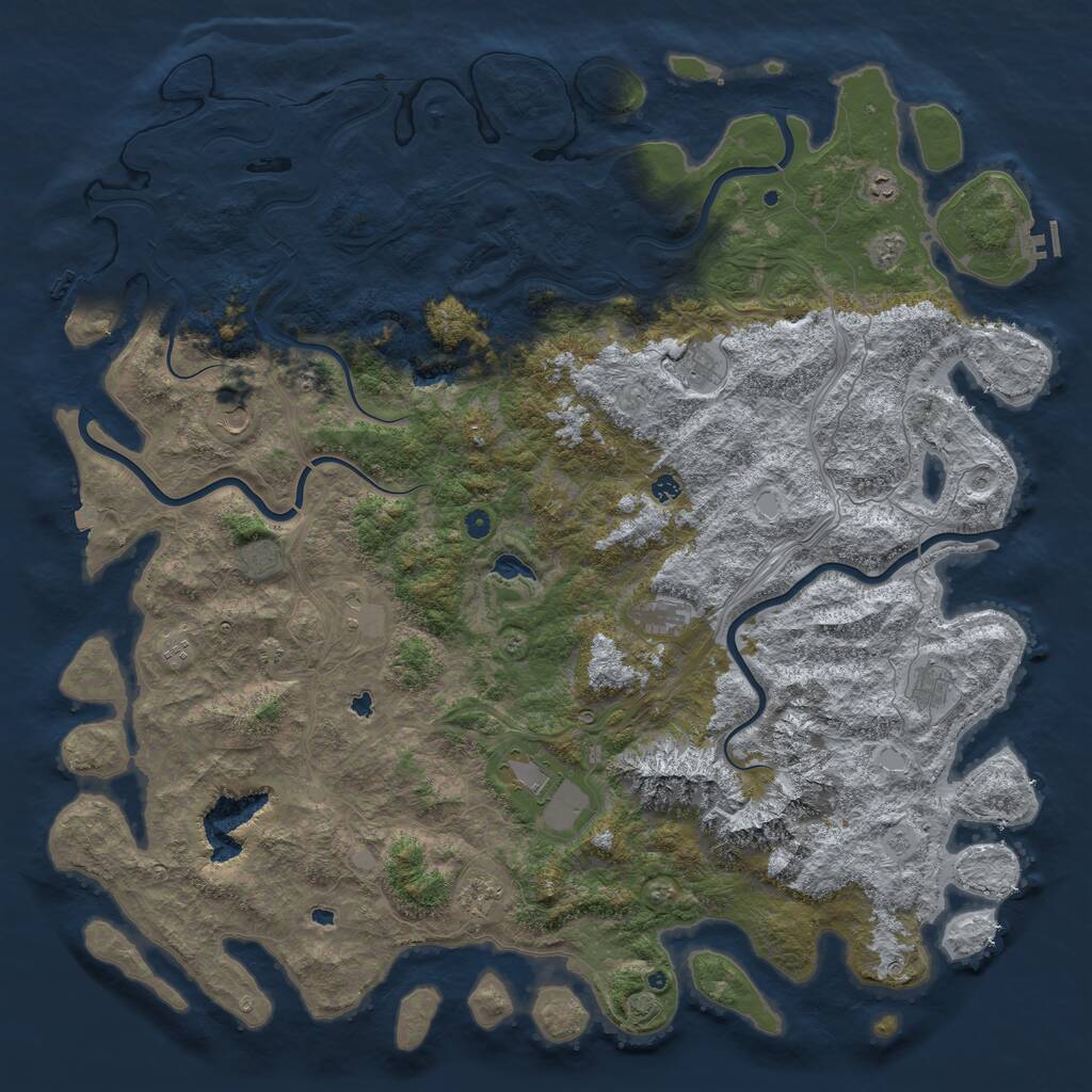 Rust Map: Procedural Map, Size: 6000, Seed: 2584781, 17 Monuments