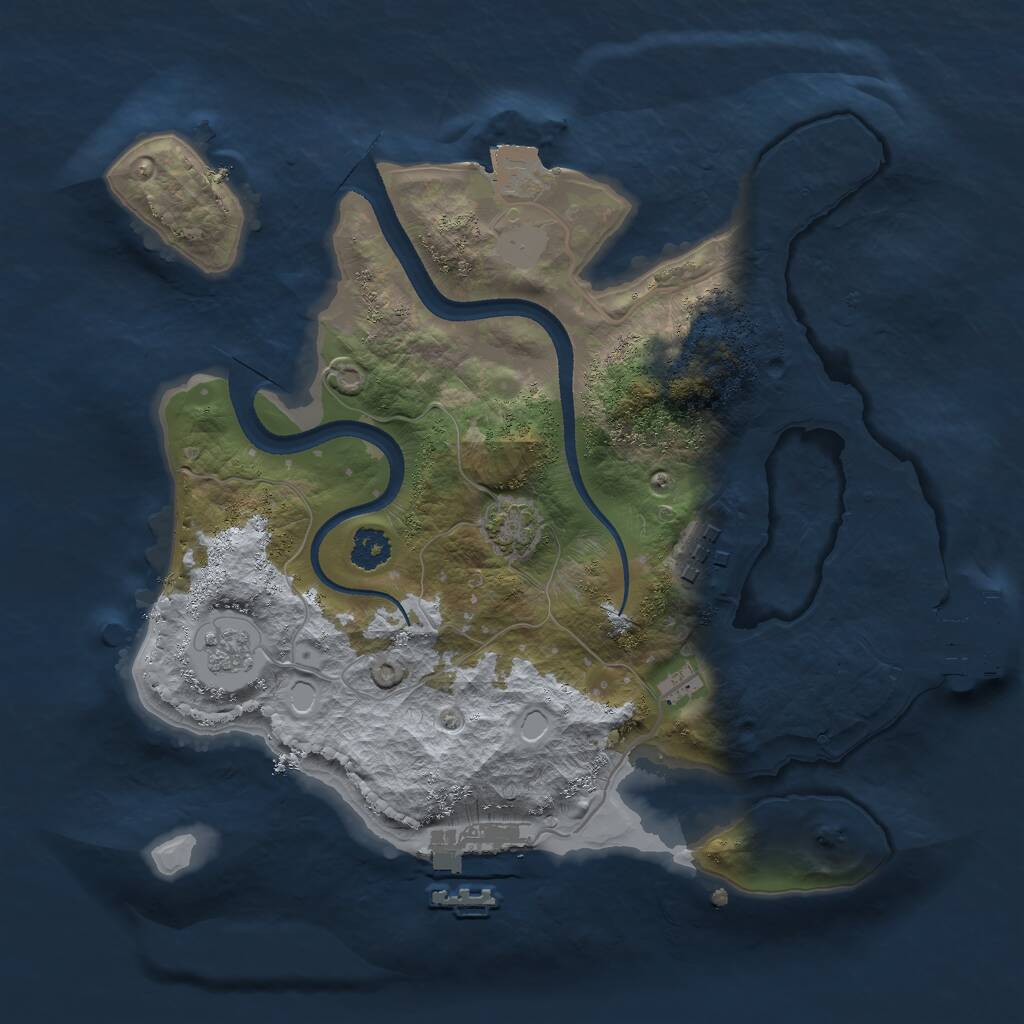 Rust Map: Procedural Map, Size: 2500, Seed: 75196614, 6 Monuments