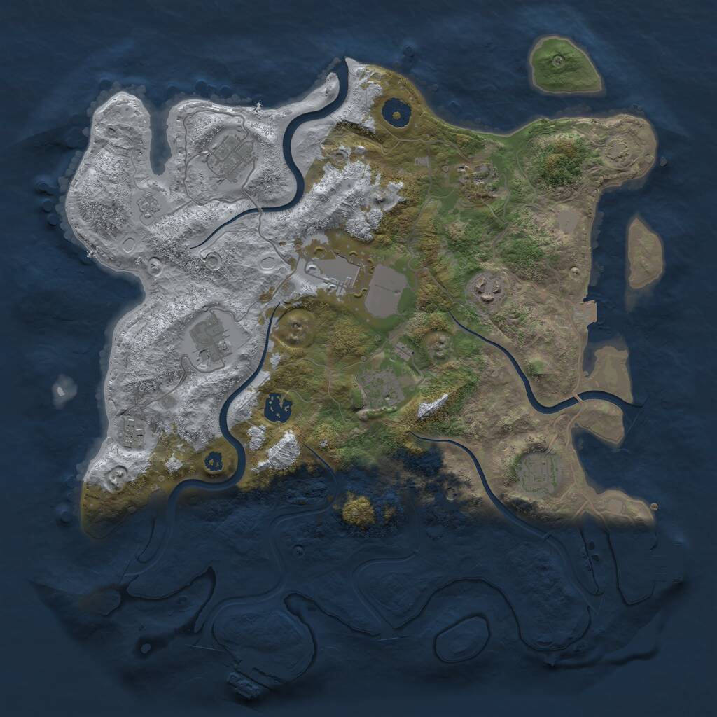 Rust Map: Procedural Map, Size: 3750, Seed: 881143643, 15 Monuments