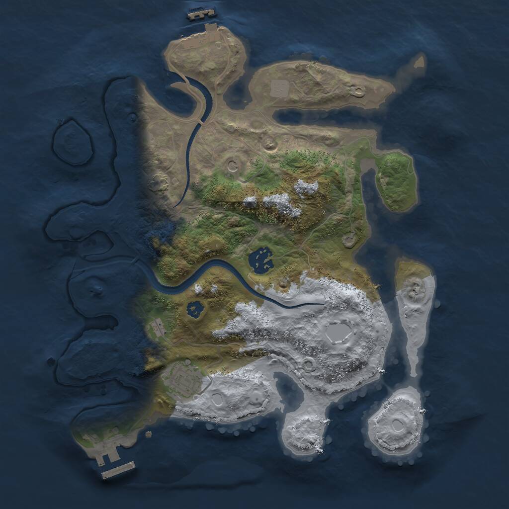 Rust Map: Procedural Map, Size: 3000, Seed: 6661, 7 Monuments