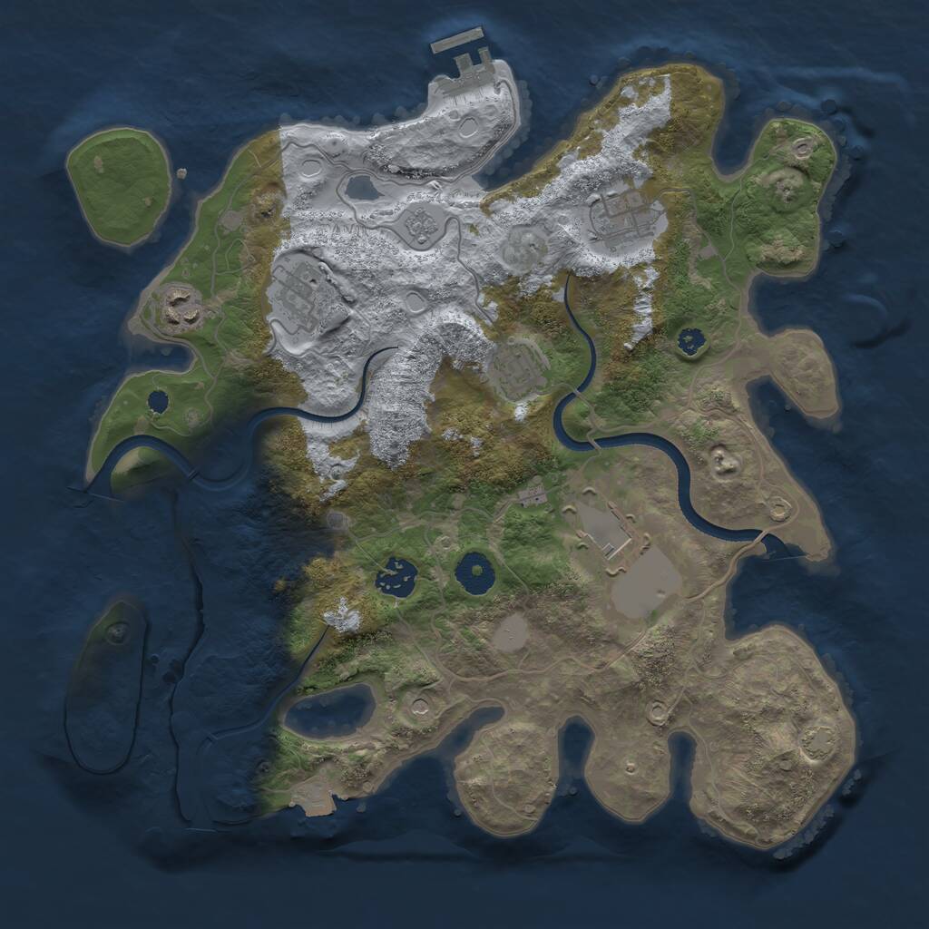 Rust Map: Procedural Map, Size: 3500, Seed: 312131647, 11 Monuments