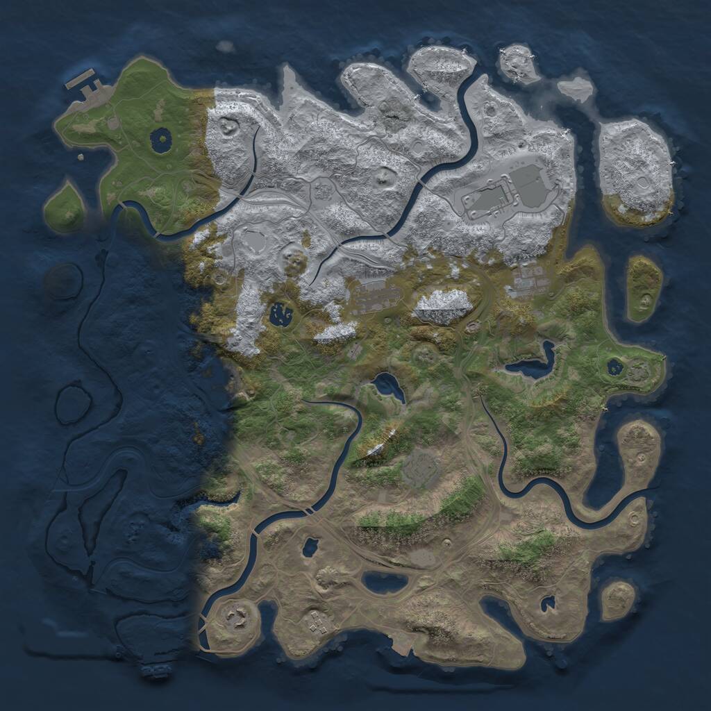 Rust Map: Procedural Map, Size: 4500, Seed: 295435, 14 Monuments