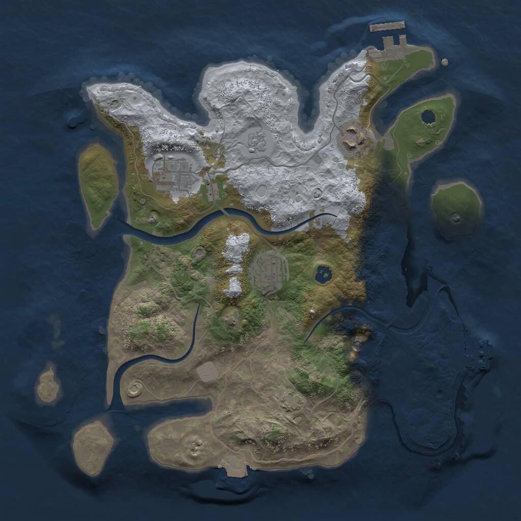 Rust Map: Procedural Map, Size: 3000, Seed: 1377091107, 9 Monuments