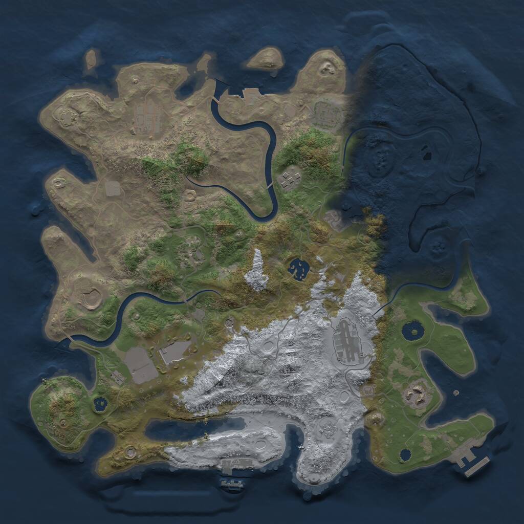 Rust Map: Procedural Map, Size: 3750, Seed: 710402, 16 Monuments