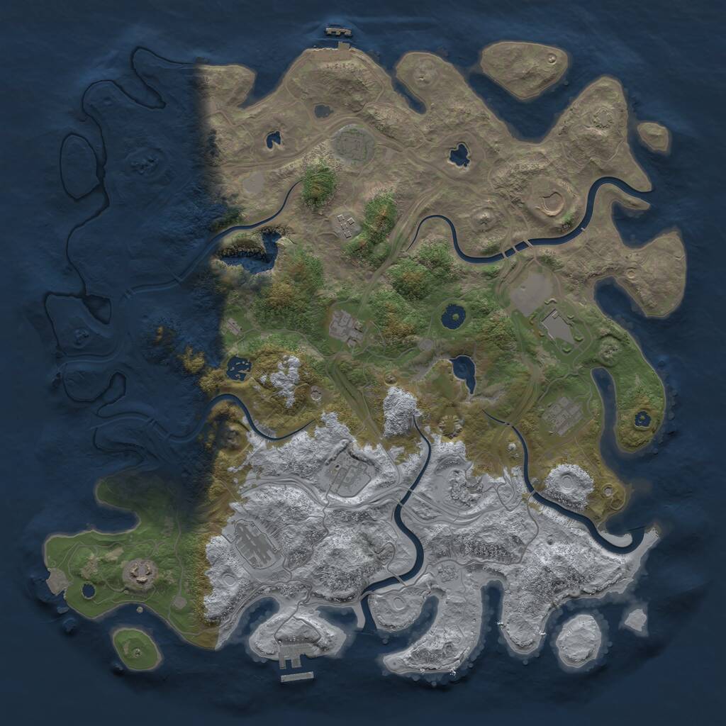 Rust Map: Procedural Map, Size: 4500, Seed: 1999215934, 17 Monuments