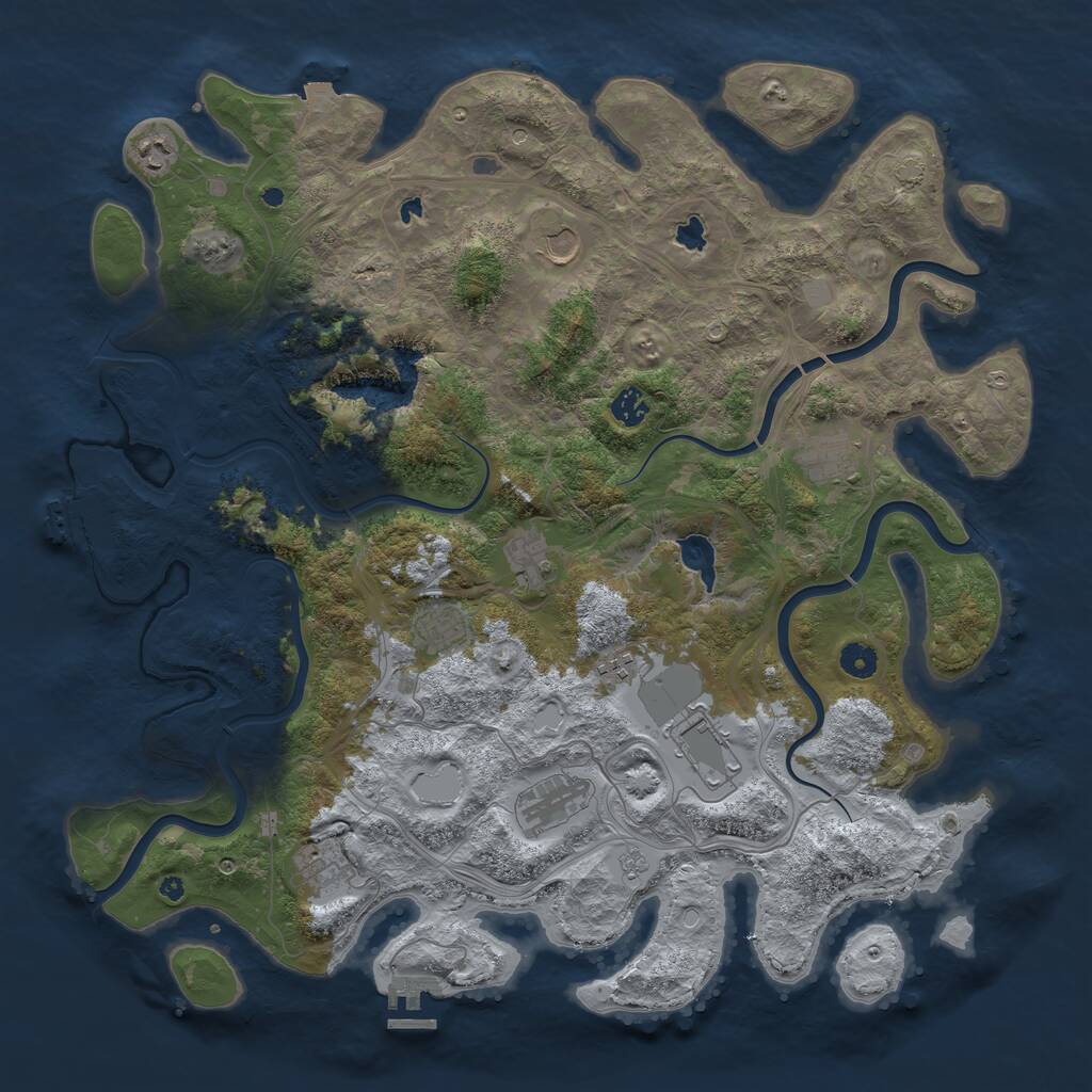 Rust Map: Procedural Map, Size: 4500, Seed: 1999215934, 16 Monuments