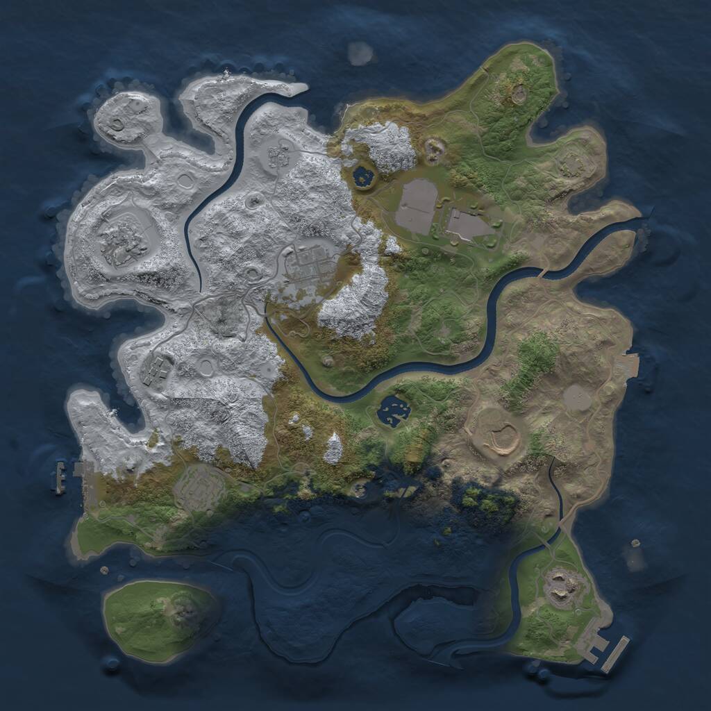 Rust Map: Procedural Map, Size: 3500, Seed: 1386093808, 14 Monuments