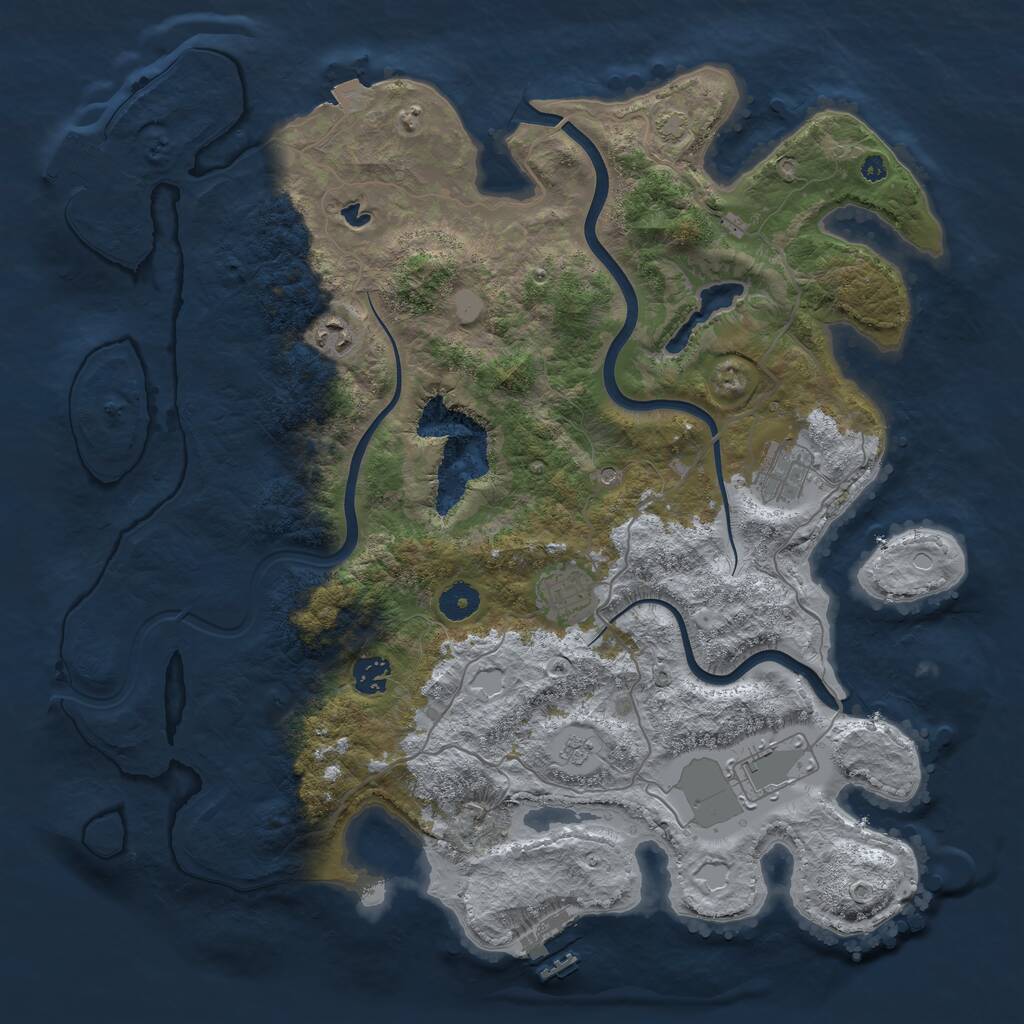 Rust Map: Procedural Map, Size: 4000, Seed: 3977, 11 Monuments