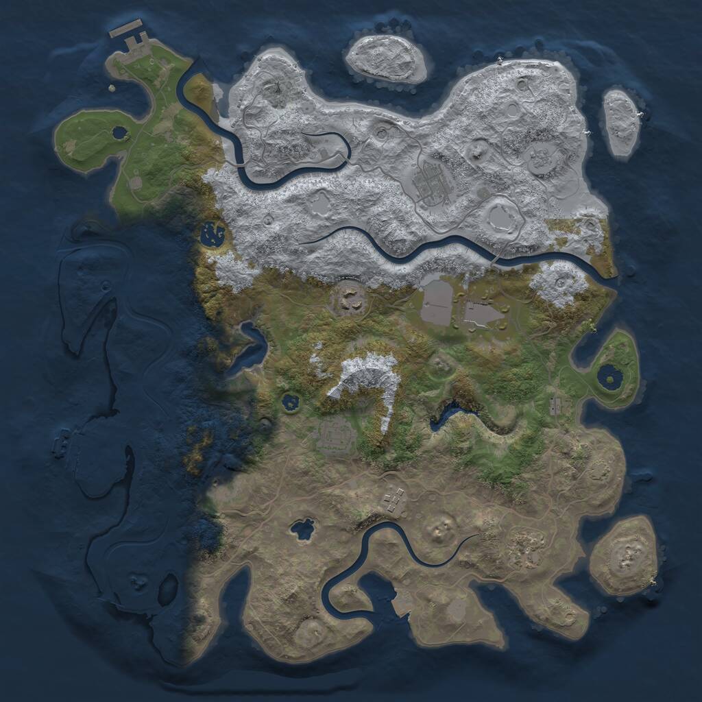 Rust Map: Procedural Map, Size: 4150, Seed: 432495507, 14 Monuments
