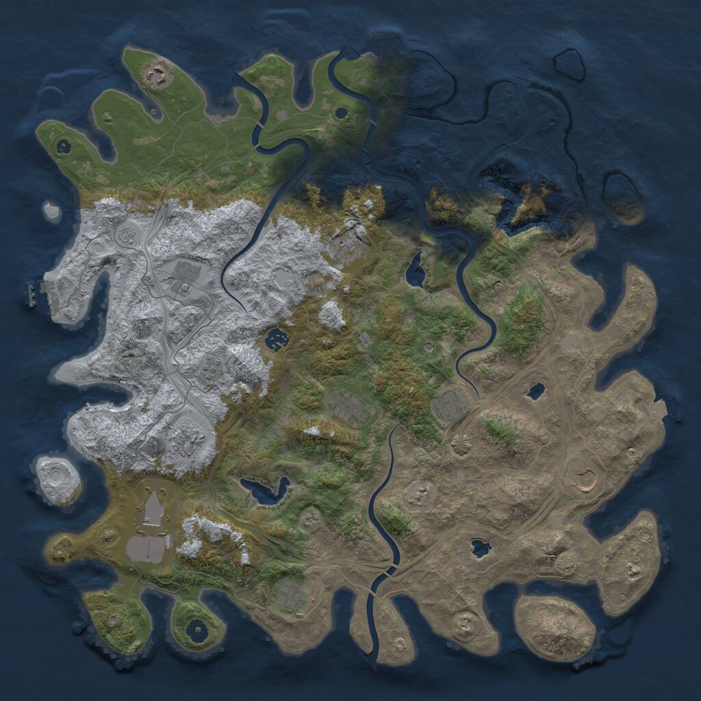 Rust Map: Procedural Map, Size: 4800, Seed: 343176384, 17 Monuments