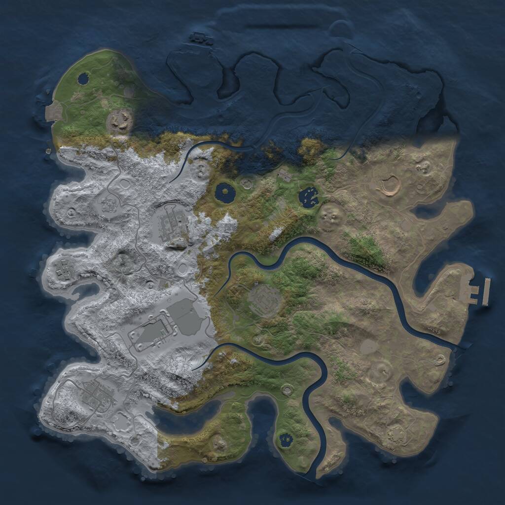 Rust Map: Procedural Map, Size: 3700, Seed: 1705793988, 14 Monuments