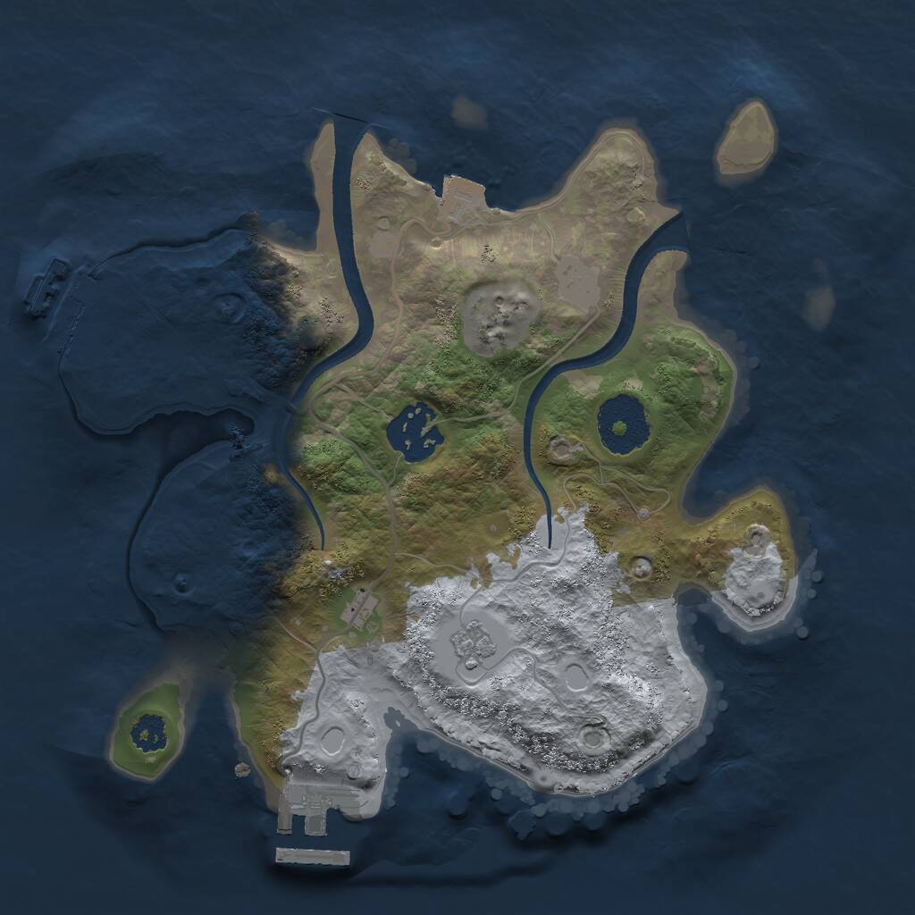 Rust Map: Procedural Map, Size: 2500, Seed: 777839593, 5 Monuments