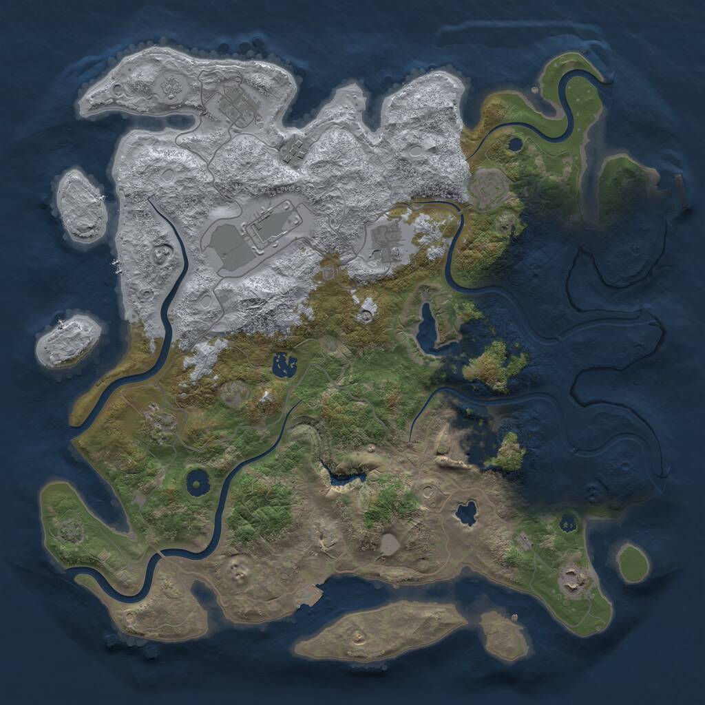 Rust Map: Procedural Map, Size: 4096, Seed: 1192563002, 14 Monuments