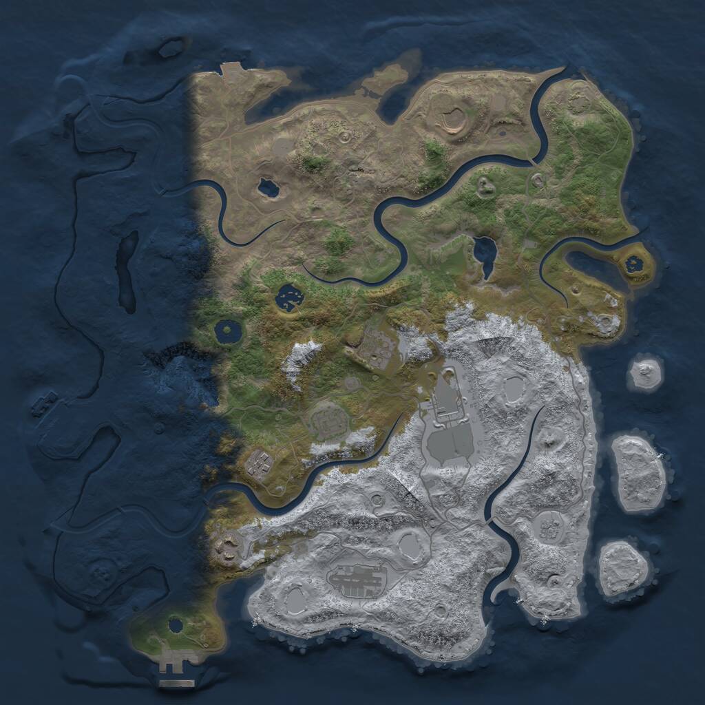 Rust Map: Procedural Map, Size: 4050, Seed: 370948894, 14 Monuments