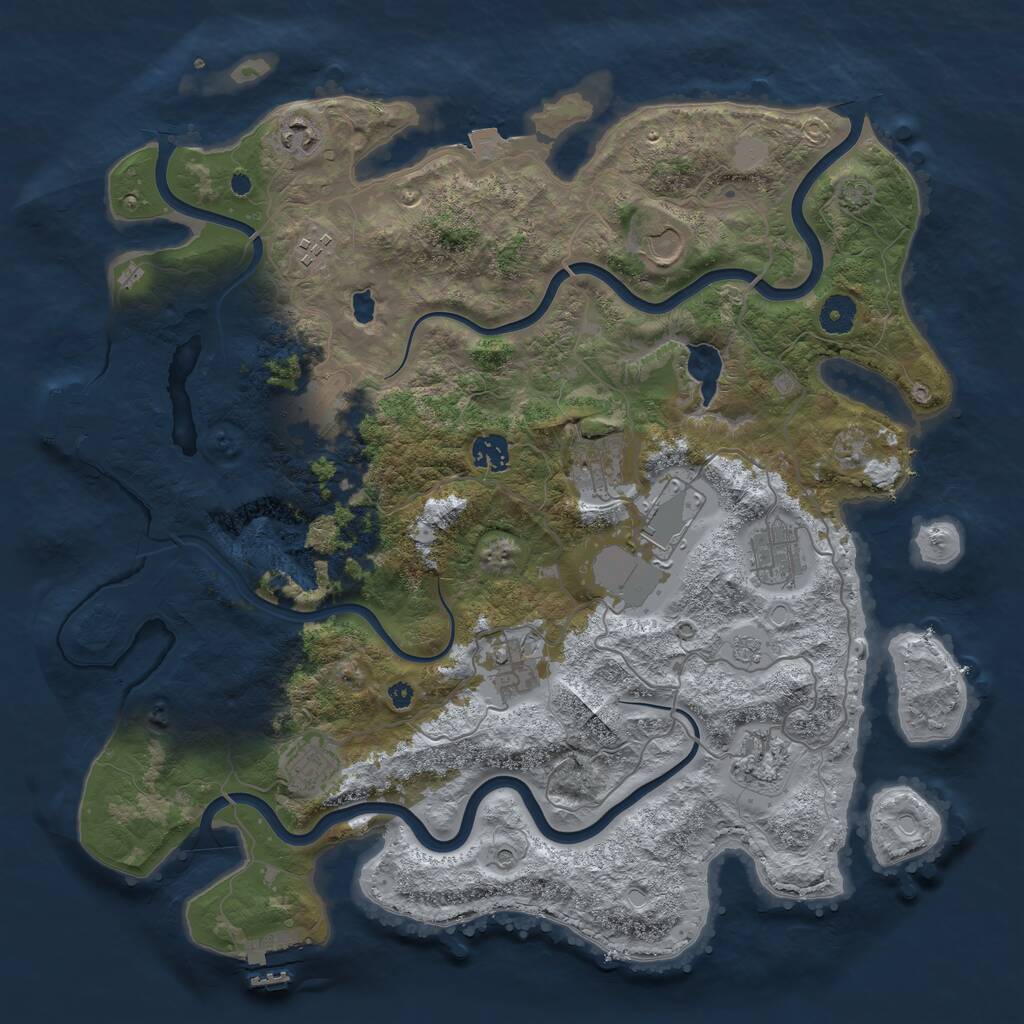 Rust Map: Procedural Map, Size: 4050, Seed: 370948894, 17 Monuments
