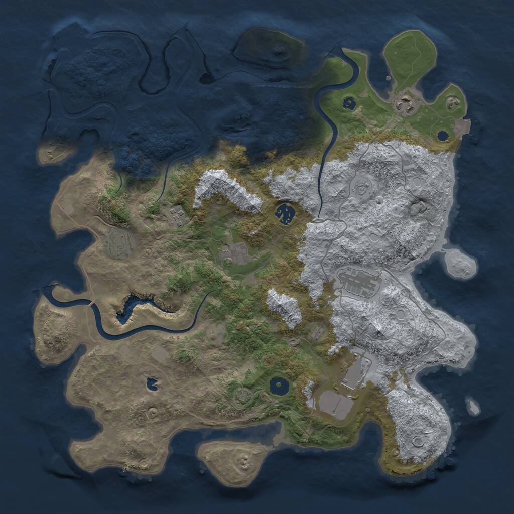 Rust Map: Procedural Map, Size: 4000, Seed: 477248248, 11 Monuments