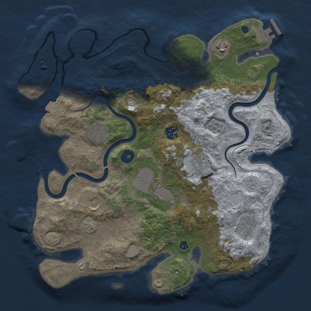 Rust Map: Procedural Map, Size: 3500, Seed: 4452, 13 Monuments
