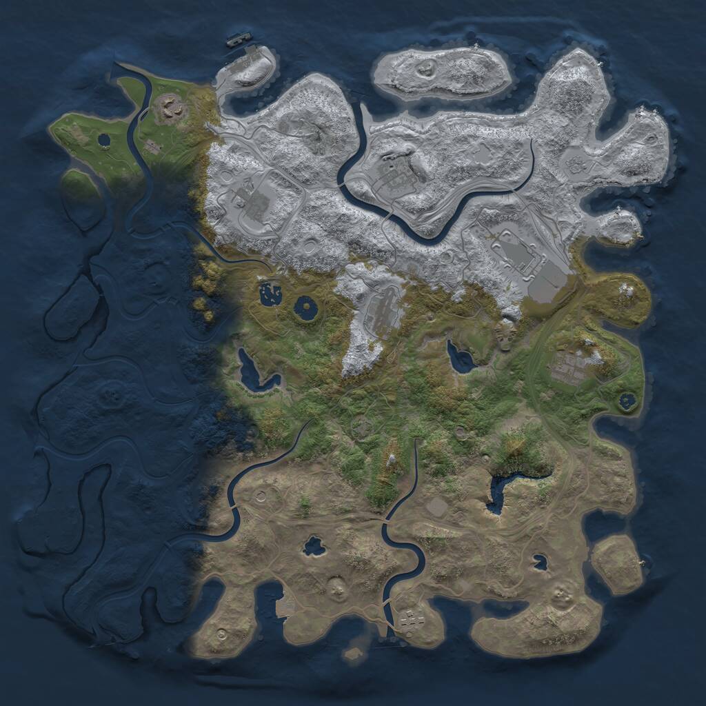 Rust Map: Procedural Map, Size: 4500, Seed: 2124952641, 14 Monuments