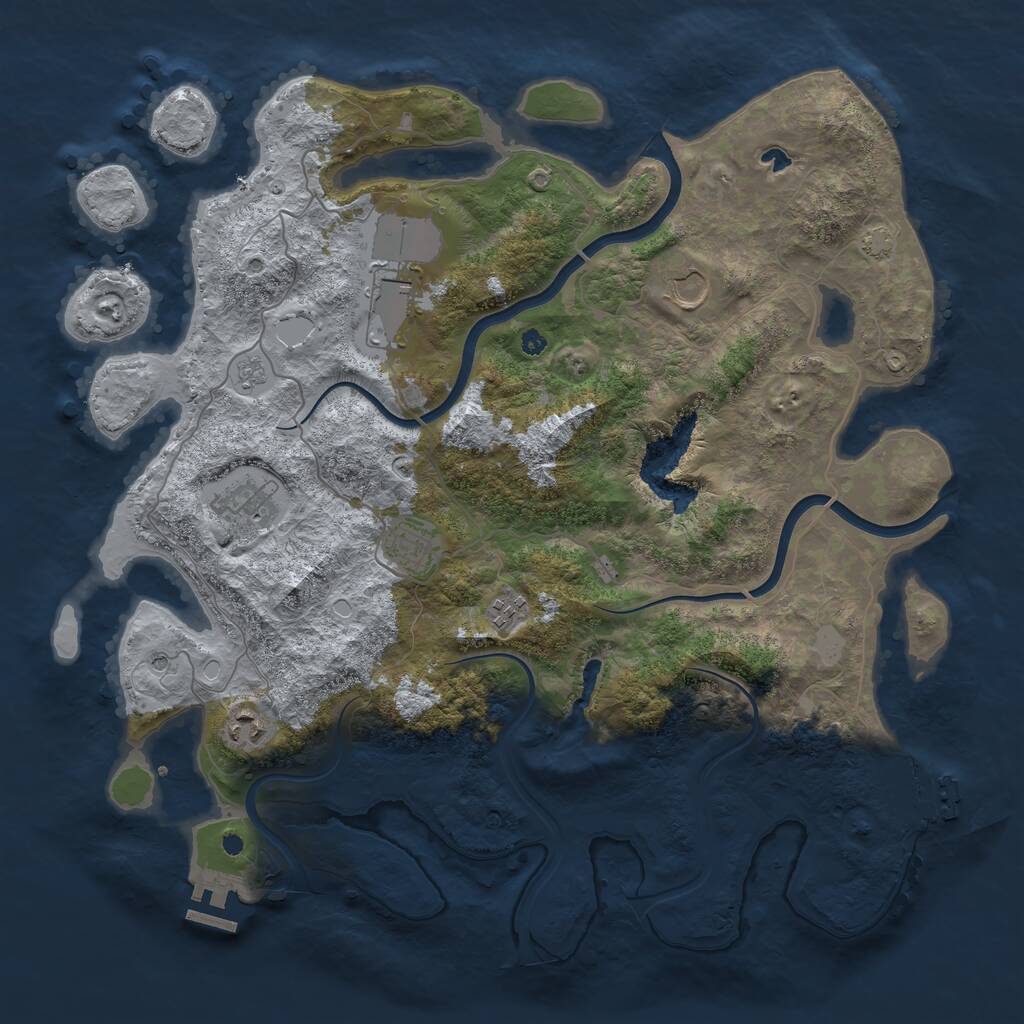 Rust Map: Procedural Map, Size: 4000, Seed: 658716323, 12 Monuments