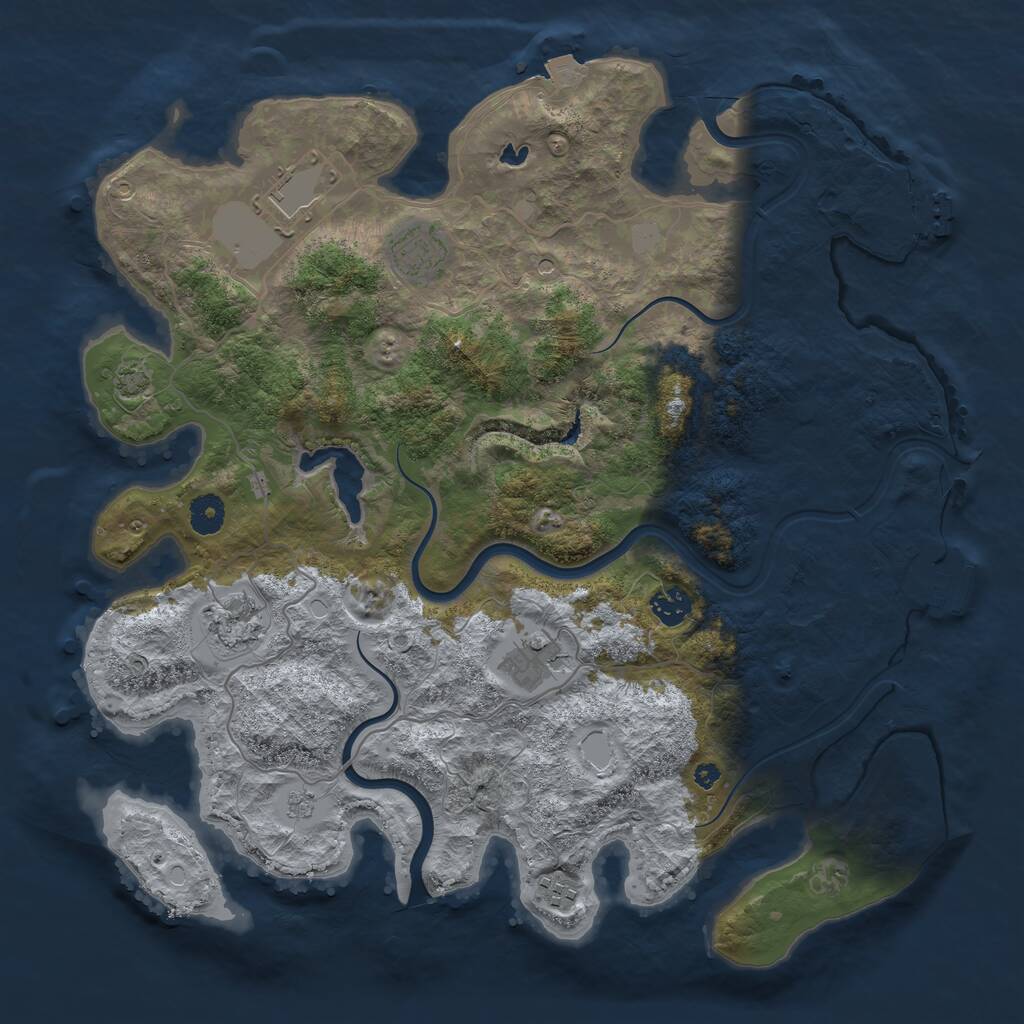 Rust Map: Procedural Map, Size: 4000, Seed: 9648, 12 Monuments