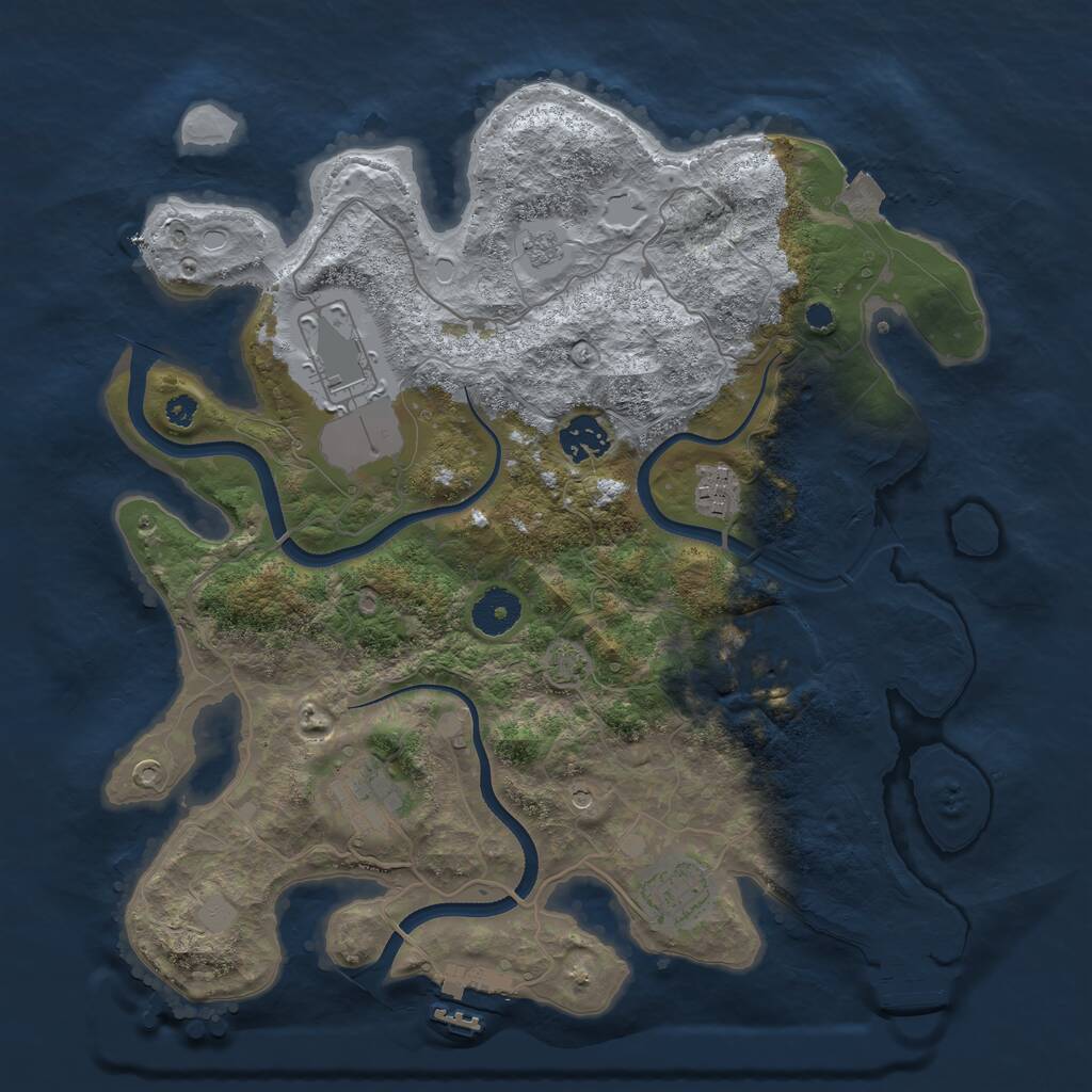Rust Map: Procedural Map, Size: 3500, Seed: 1942025, 12 Monuments