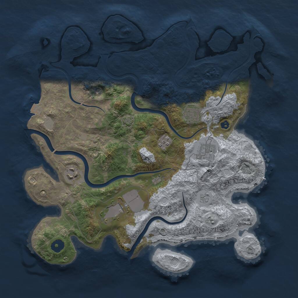 Rust Map: Procedural Map, Size: 3500, Seed: 139984449, 9 Monuments