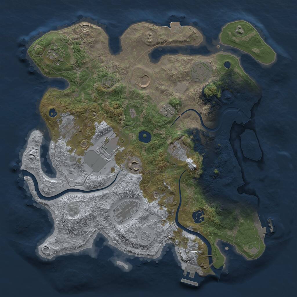 Rust Map: Procedural Map, Size: 3500, Seed: 7754389, 16 Monuments