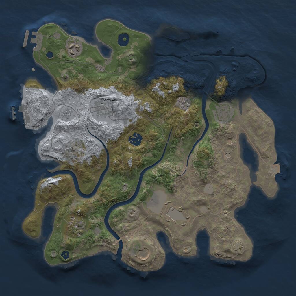 Rust Map: Procedural Map, Size: 3500, Seed: 1809038053, 14 Monuments