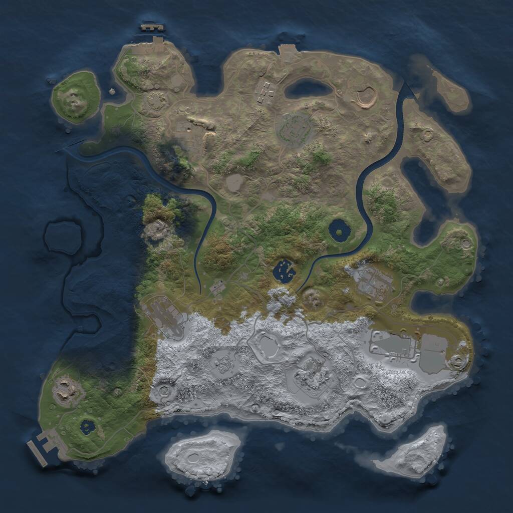 Rust Map: Procedural Map, Size: 3500, Seed: 1677107479, 16 Monuments
