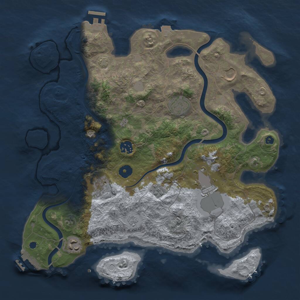 Rust Map: Procedural Map, Size: 3500, Seed: 1677107479, 13 Monuments