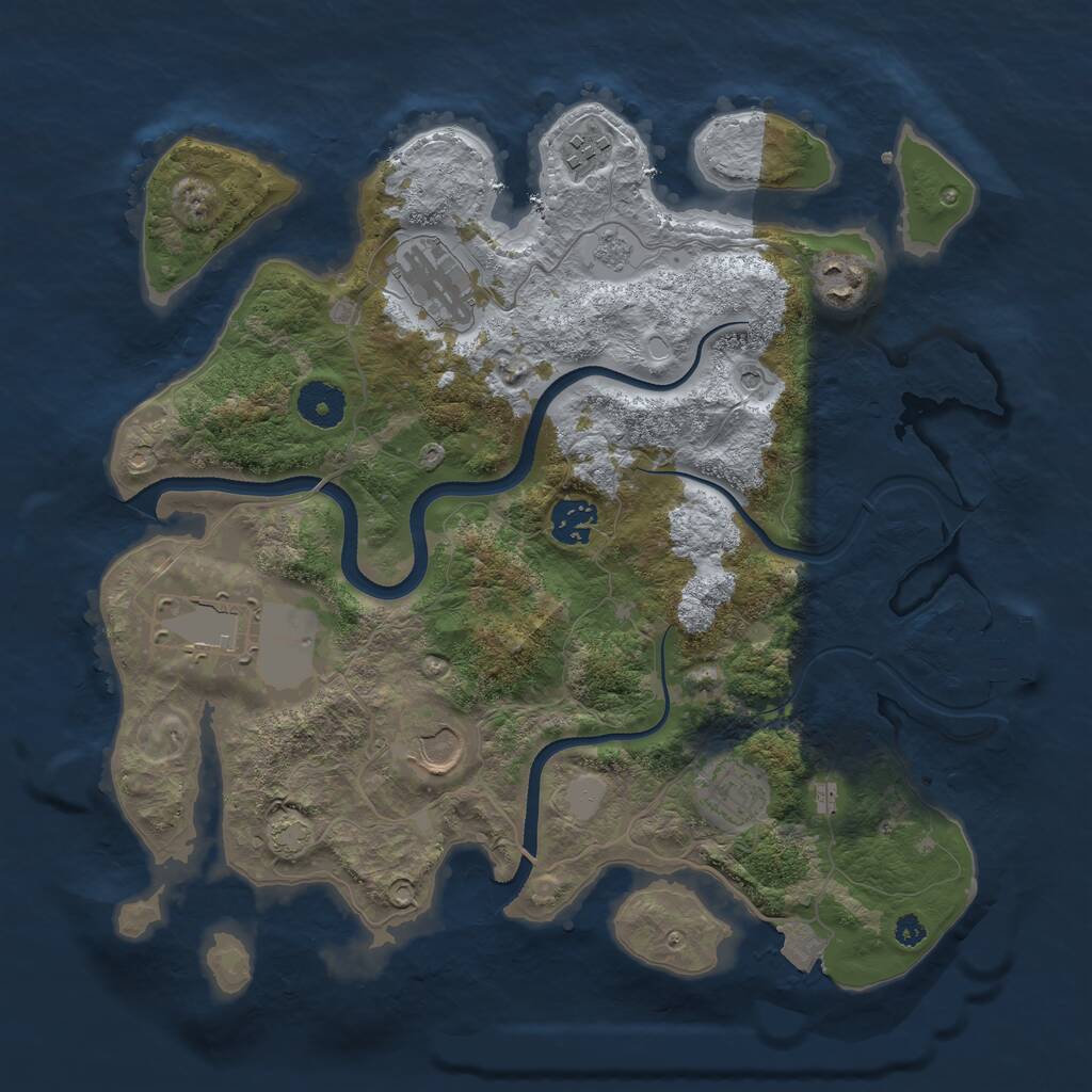 Rust Map: Procedural Map, Size: 3500, Seed: 1755878701, 12 Monuments