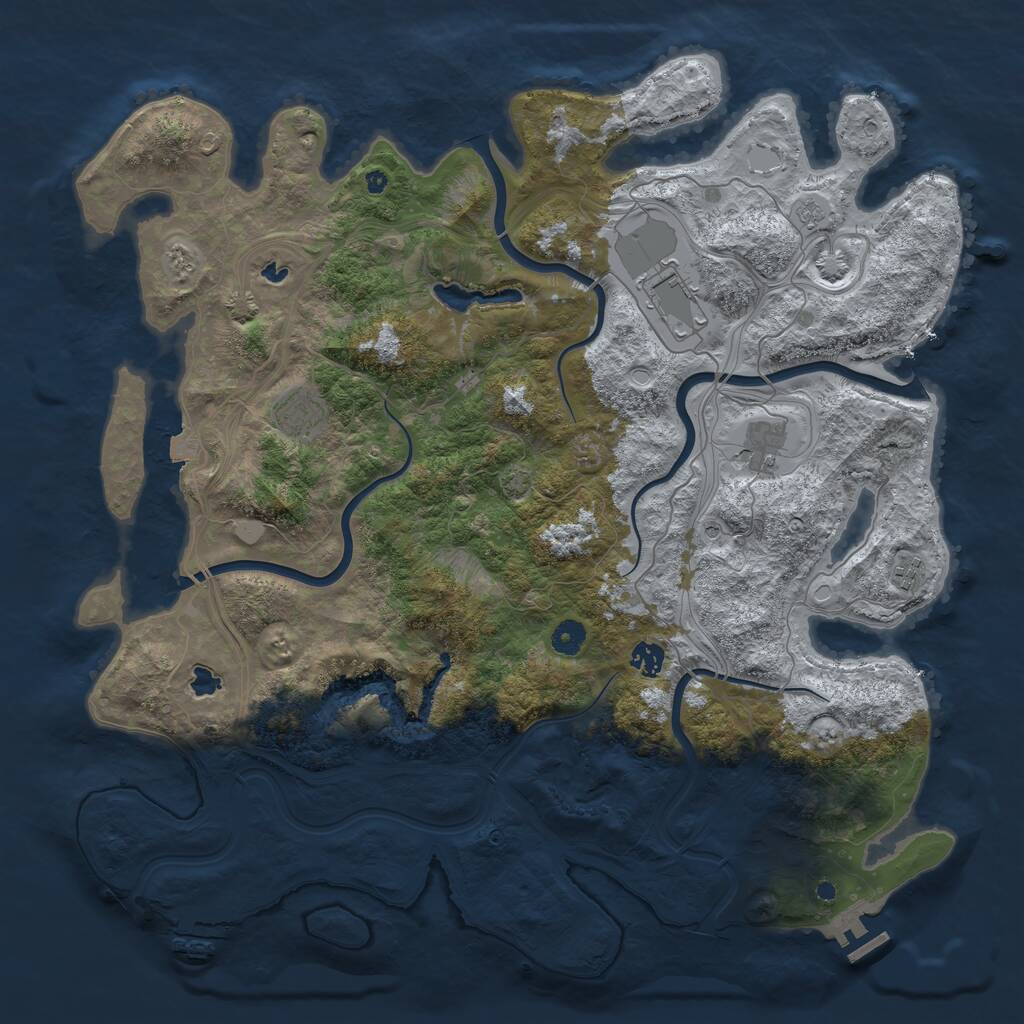 Rust Map: Procedural Map, Size: 4500, Seed: 2089624757, 11 Monuments