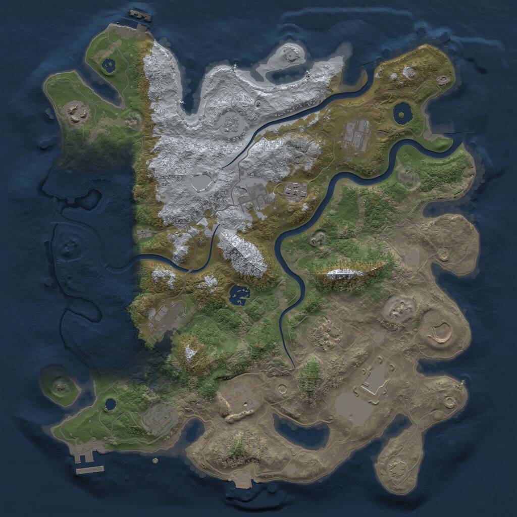 Rust Map: Procedural Map, Size: 3750, Seed: 564587, 17 Monuments