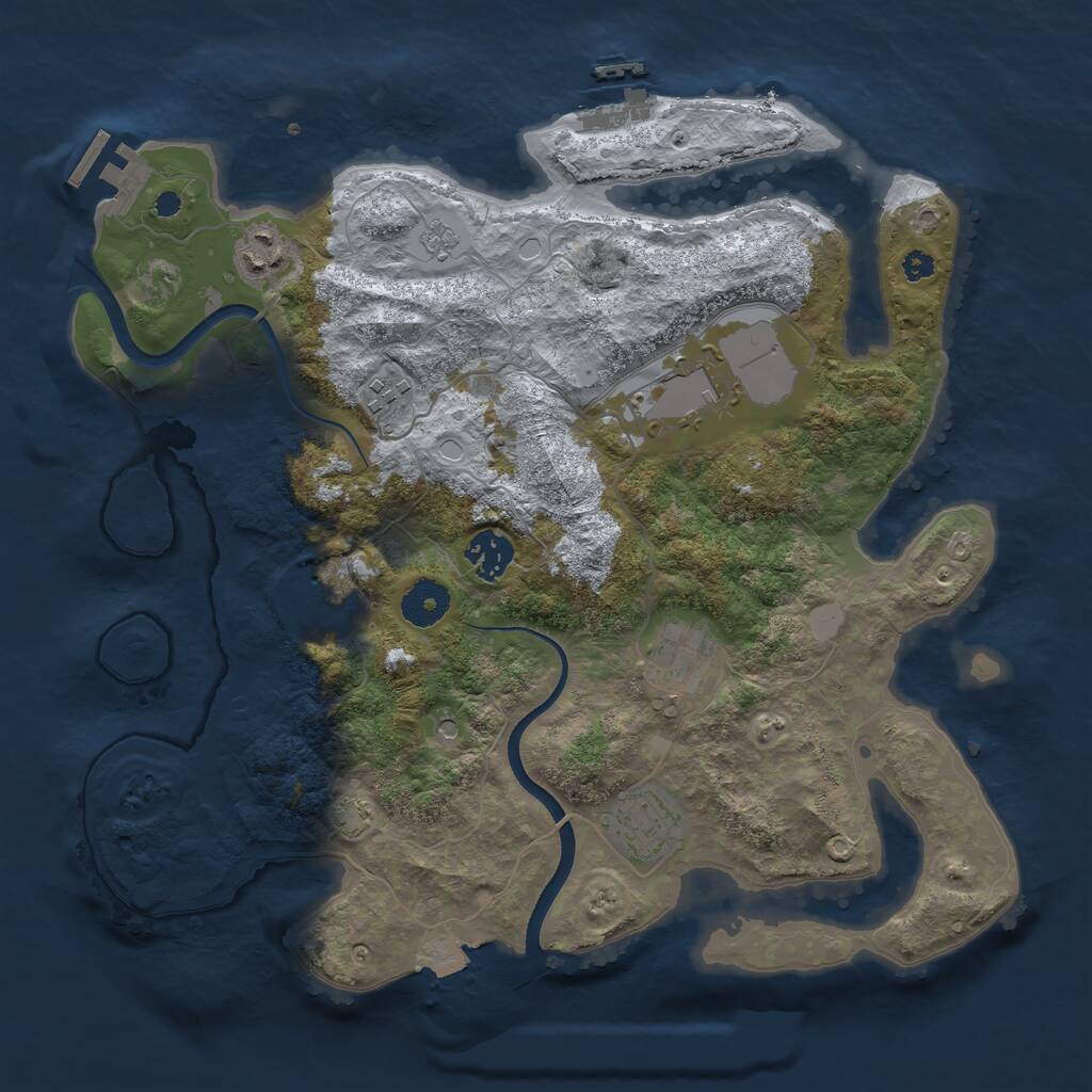 Rust Map: Procedural Map, Size: 3500, Seed: 329981452, 13 Monuments