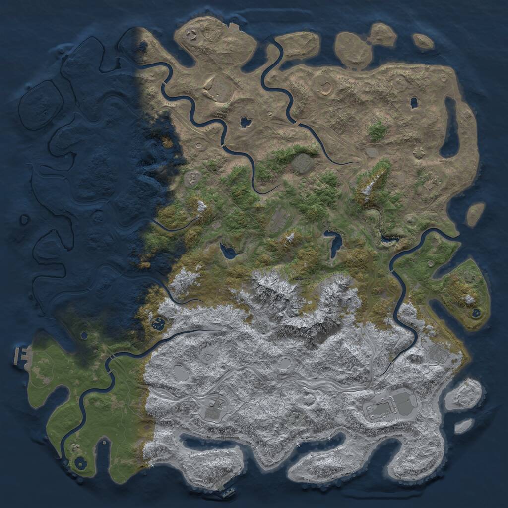 Rust Map: Procedural Map, Size: 6000, Seed: 1135, 17 Monuments